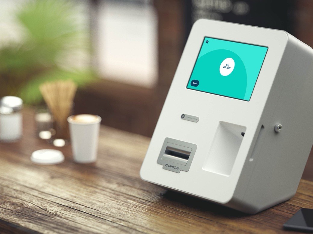 Lamassu Douro bitcoin machine on a store counter